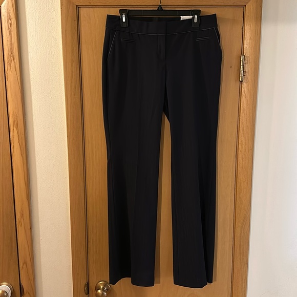 Express Women’s Editor Original Flare Pinstripe Pants New Navy Blue Size 6 - Picture 1 of 15